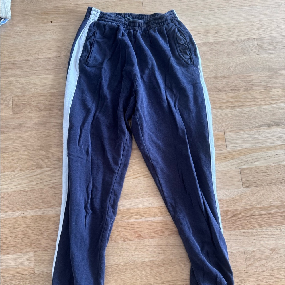 Men's Navy Blue Track Pants with White Stripes